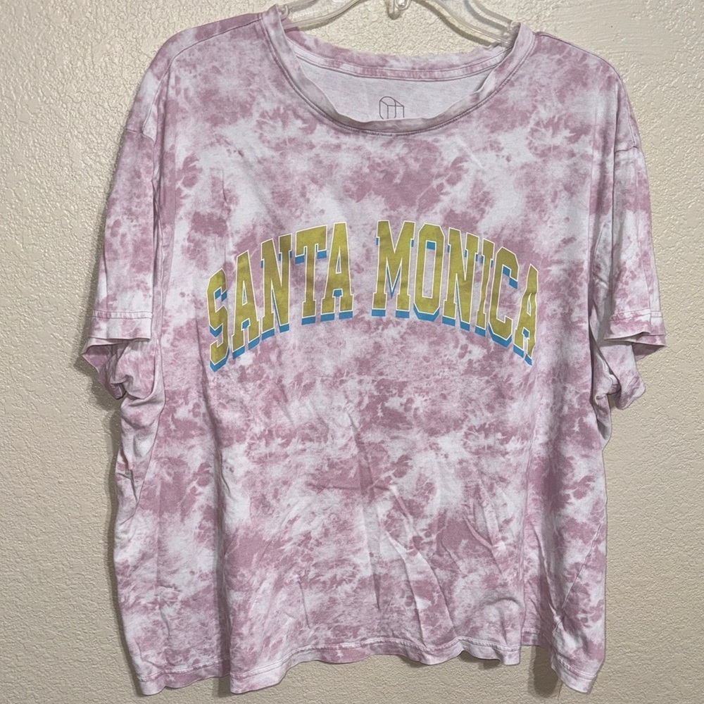 Santa Monica Tie Dye Graphic Tee XL Coastal Beachy Boho